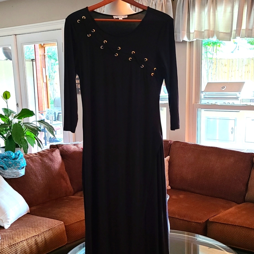Maxi Black Dress with gd accent. Size PM